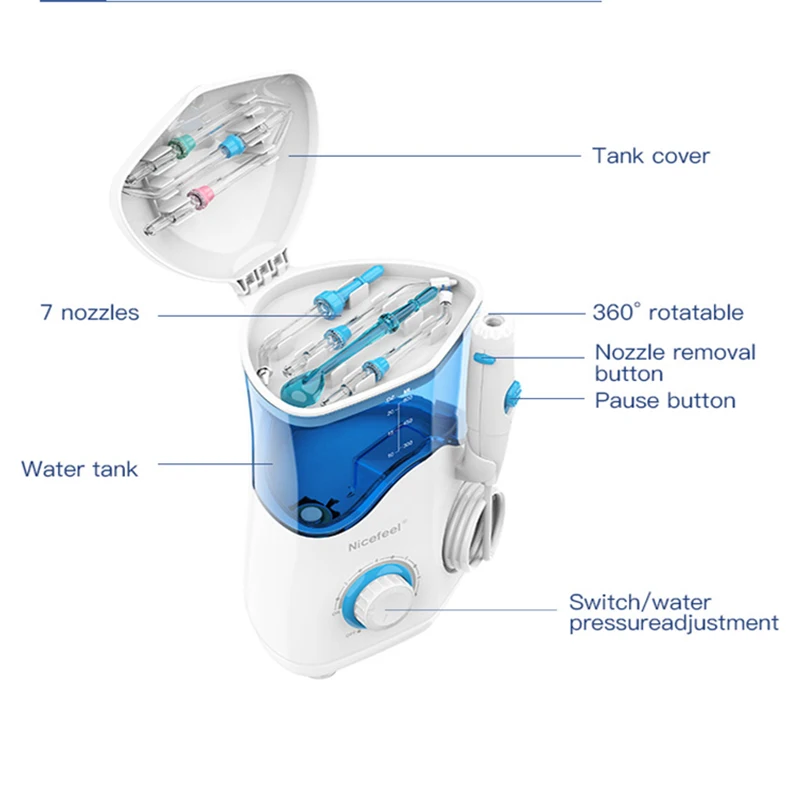 600Ml Nước Dental Flosser Răng Miệng Irrigator Nha Khoa Chăm Sóc Răng Bụi Nước Chọn Với 7 Vòi Phun Cho Làm Trắng Răng