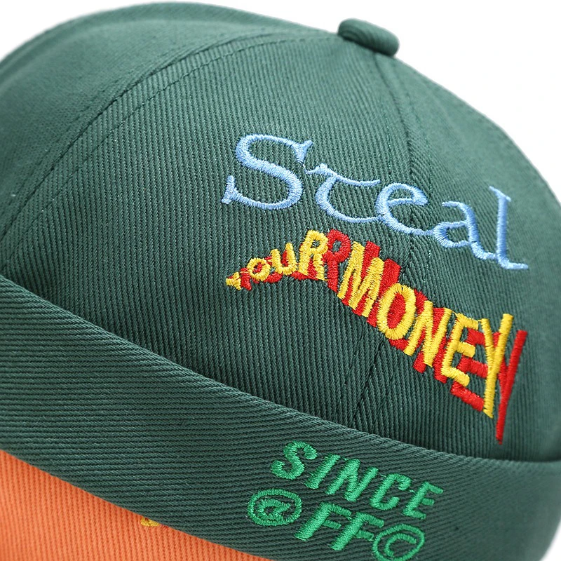 Casquette docker brodée sans visière pour hommes et femmes, casquettes sans bord réglables, casquette pour hommes, chapeau breton, mode hip hop, rue, lettre supérieure