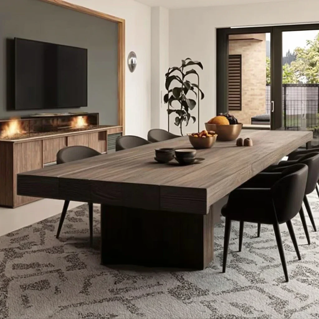High-quality modern large solid wood dining table set, home dining room furniture, home furniture