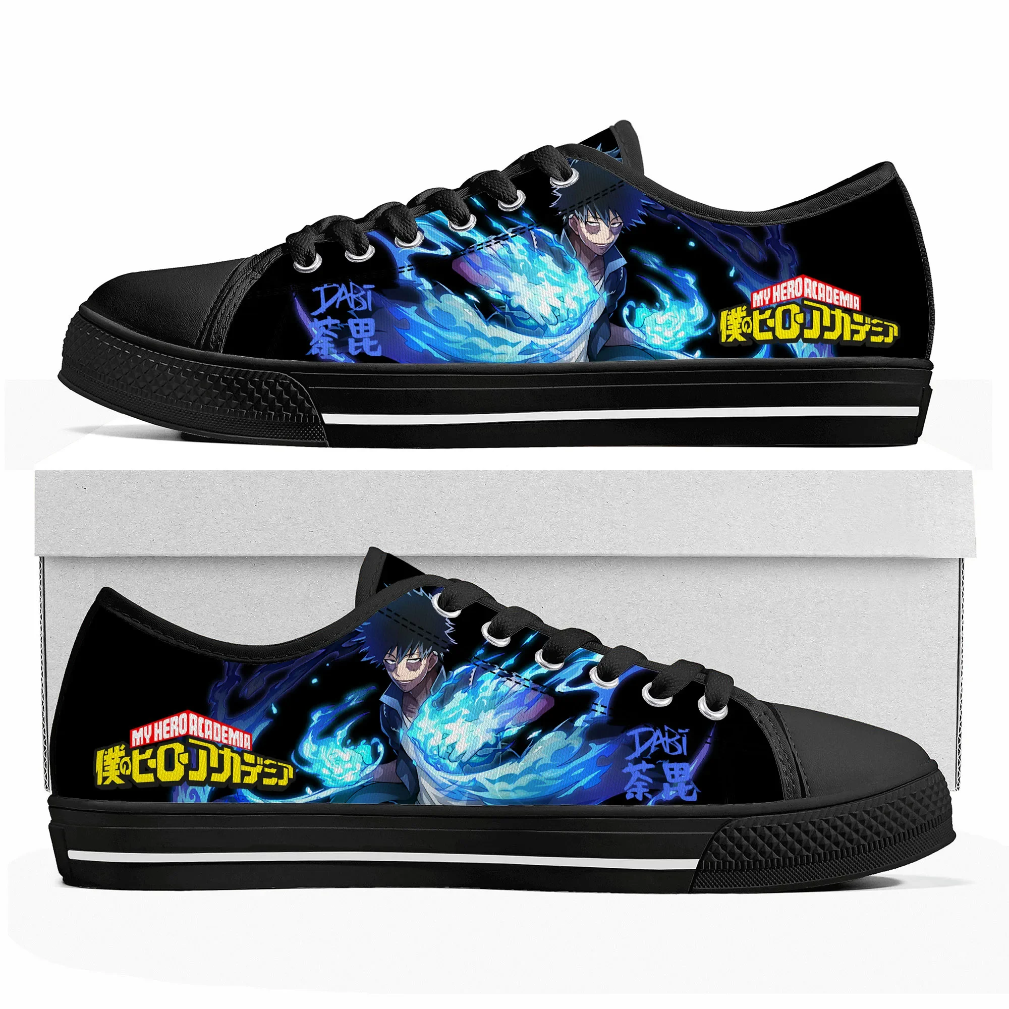 Tênis Low Top Canvas para homens e mulheres, Manga My Hero Academia, Dabi, casual, sapatos de casal, sapato personalizado, adolescente, manga, alta qualidade