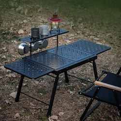 Outdoor IGT Tactical Table Portable Folding Table Camping Multifunctional Coffee Table Double Shelf Picnic Dining Table New