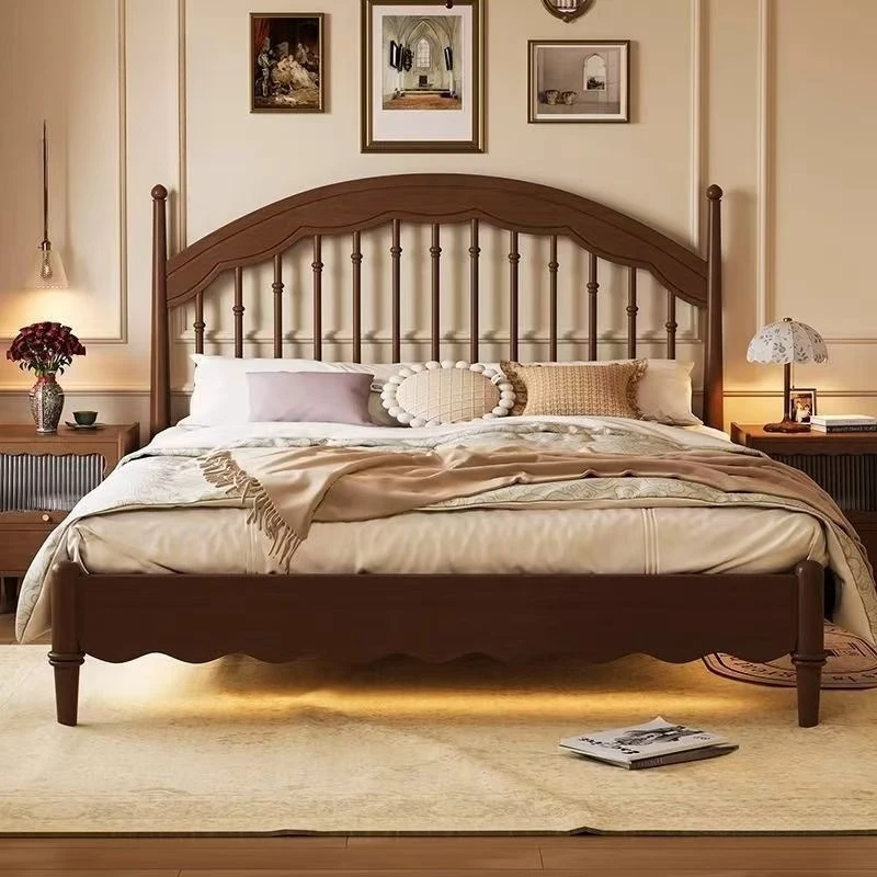 New Chinese walnut harp queen bed Windsor bed  in solid wood single bed