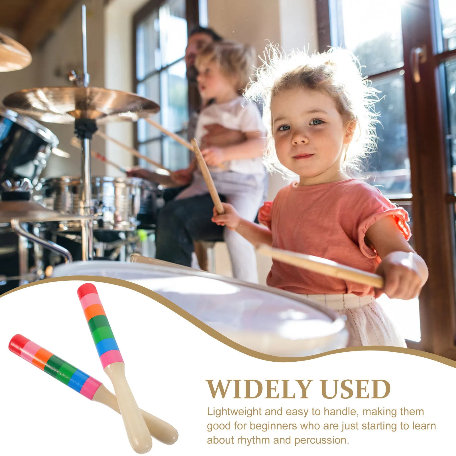 

1 Pair Wooden Rhythm Sticks Percussion Instrument Portable Music Wooden Musical Sticks For Education Practice