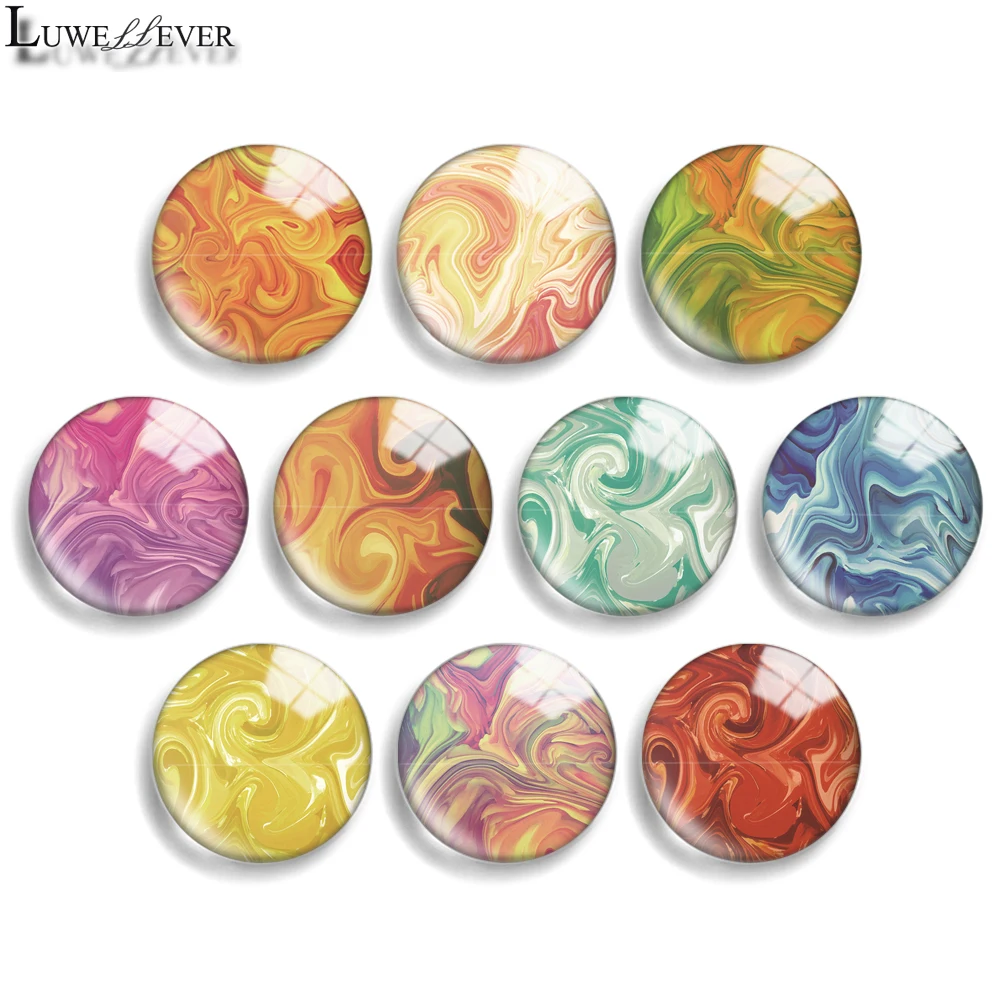 12mm 10mm 20mm 25mm 30mm 40mm 806 Abstract Painting Mix Round Glass Cabochon Jewelry Finding 18mm Snap Button Charm Bracelet