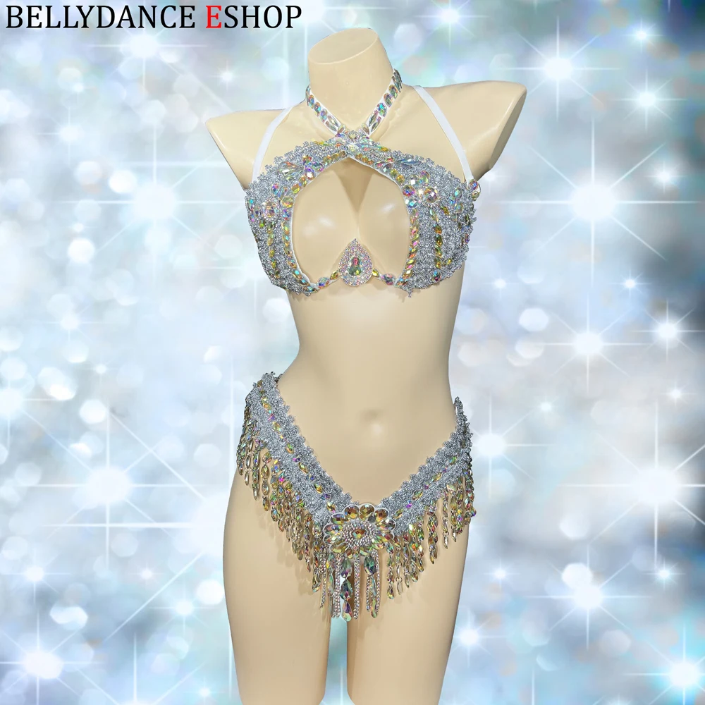 New Sexy Costume Women Wire Top Bra THONG Samba Carnival Nightclub Party Pole Dancing Costumes Festival Rave Wear Club Outfit