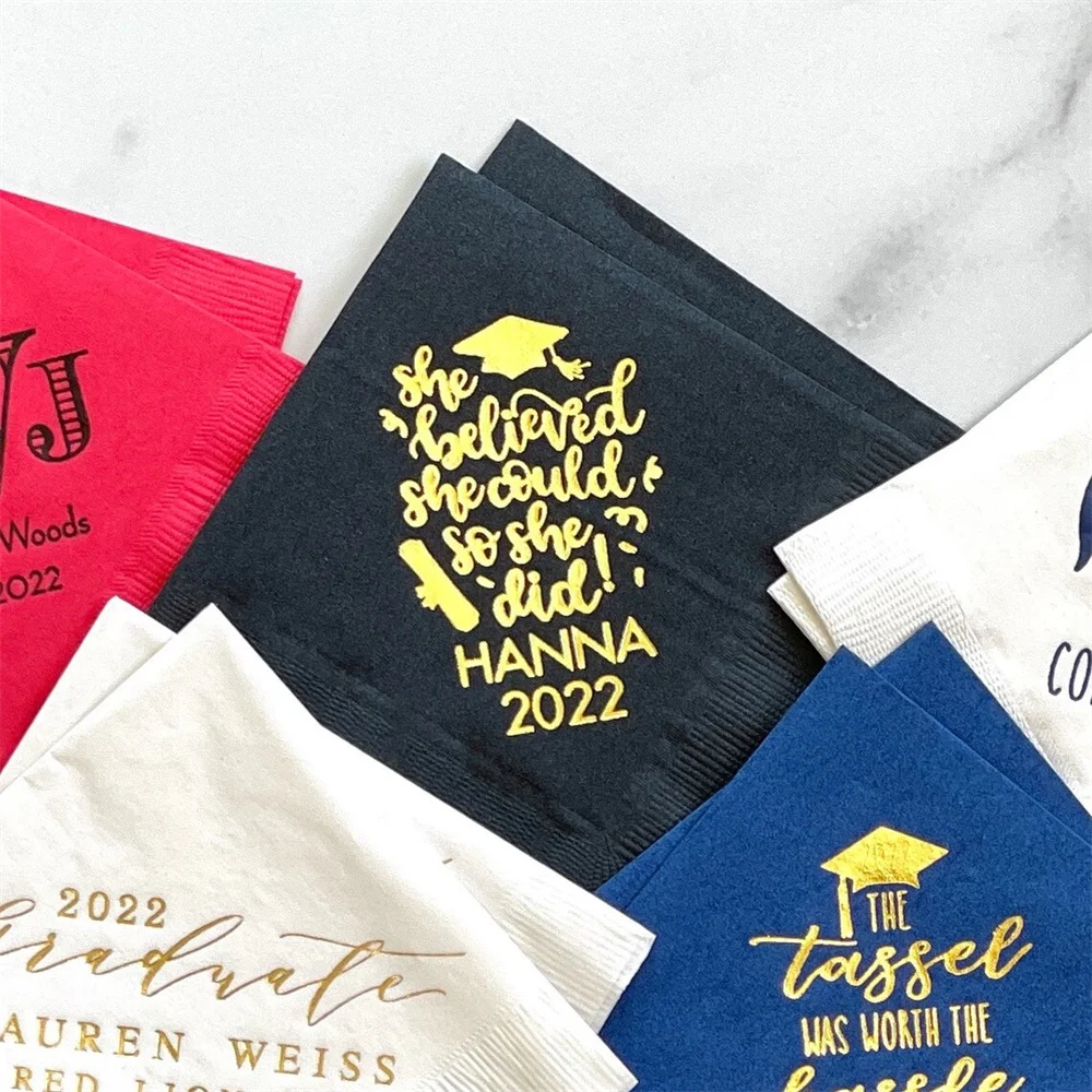 She Believed She Could So She Did Personalized Graduation Napkins, High School Grad, College Graduate, Class of 2024, Class of 2