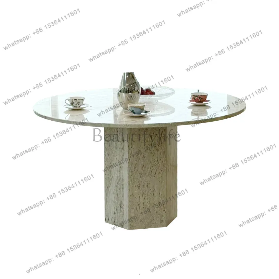 

Обеденный стол Wabi Sand из травертина для дома, для небольшой квартиры, круглый, из натурального мрамора