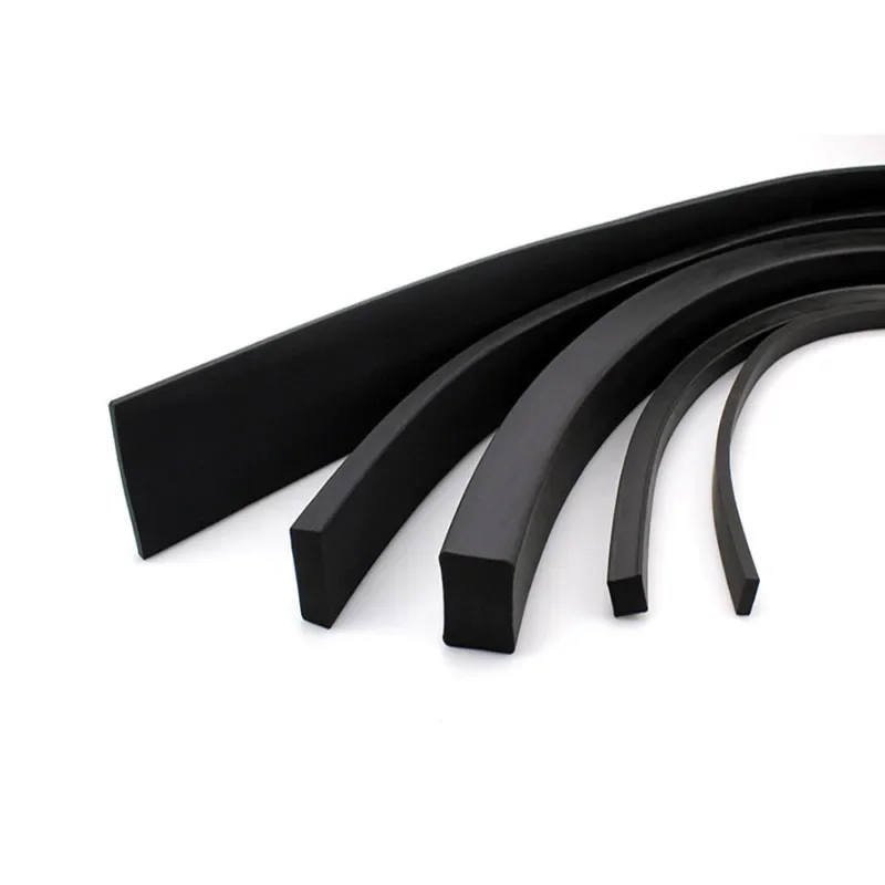 Black Square FKM Fluorine Rubber Strip Acid Alkali Corrosion High Temp Oil Resistant Solid Not Foaming Seal Fluororubber Strip