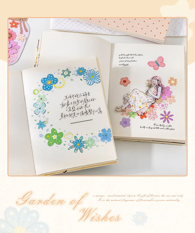 Journal GO Mini Flower Hard Card Sticker Set 90 Sheets of Floral & Plaid Patterns for Journaling Scrapbooking and DIY Crafts