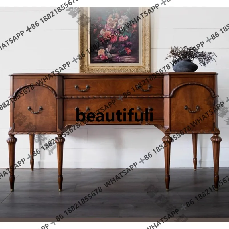 

Medieval Solid Wood Entrance Cabinet Living Room Door Partition Cabinet French Household Entrance Cabinet