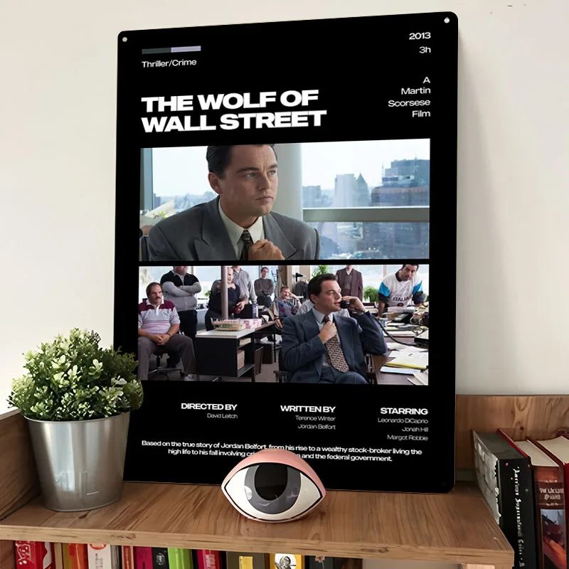 ملصق فيلم وولف أوف وول ستريت لوحات معدنية عتيقة ملحقات بار القهوة علامة معدنية مخصصة لتزيين جدران الفن ريترو