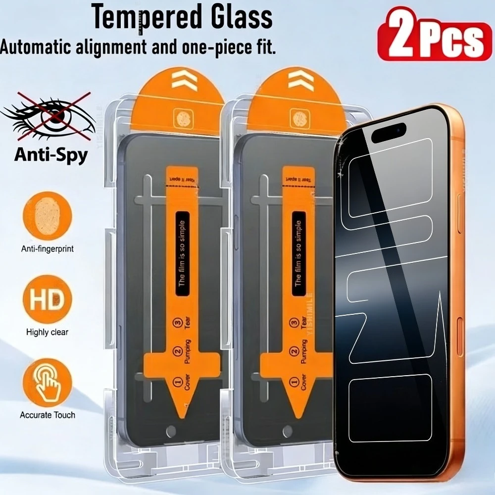 

2 шт. Защитное стекло от подглядывания для iPhone 17, 16, 15, 14 Pro Max, Air 17e, 16e, 15, 14 Plus, 13, 12, 11 Pro, установка в один клик