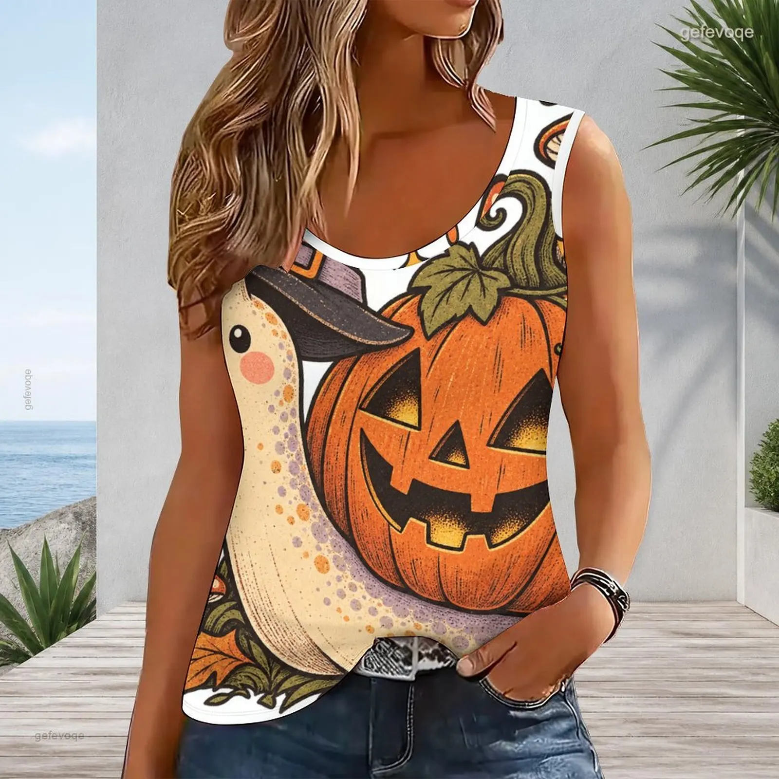 Ladies U Neck Tank Top Sleeveless Slim Basic Vest Simple Casual Undershirt Custom Printed Women Inner Outer Tops