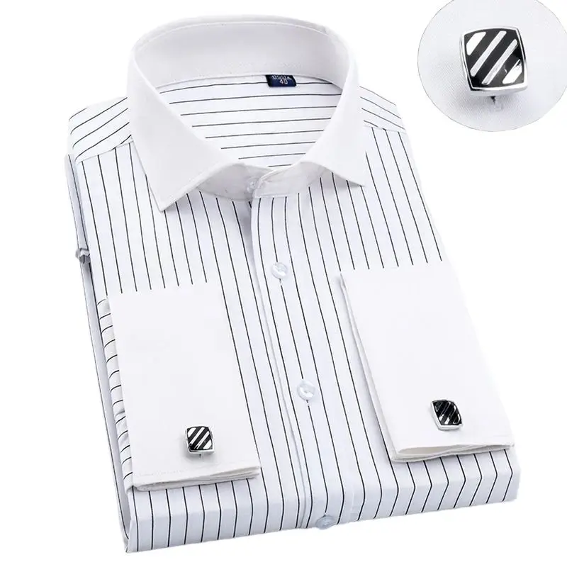 

Windor Collar Men's French Cuff Dr irt Long Sve Thiened Fce Autumn irt Special Wide Fit Autumn 2024