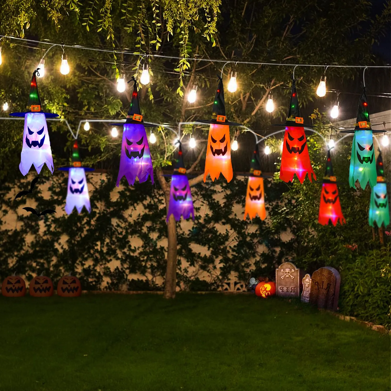 

Halloween Decorative Luminous Ghost Hanging Lamp Witch Ice Bar Lamp LED Colorful Lamp String Ghost Festival Hanging Ghost Lamp