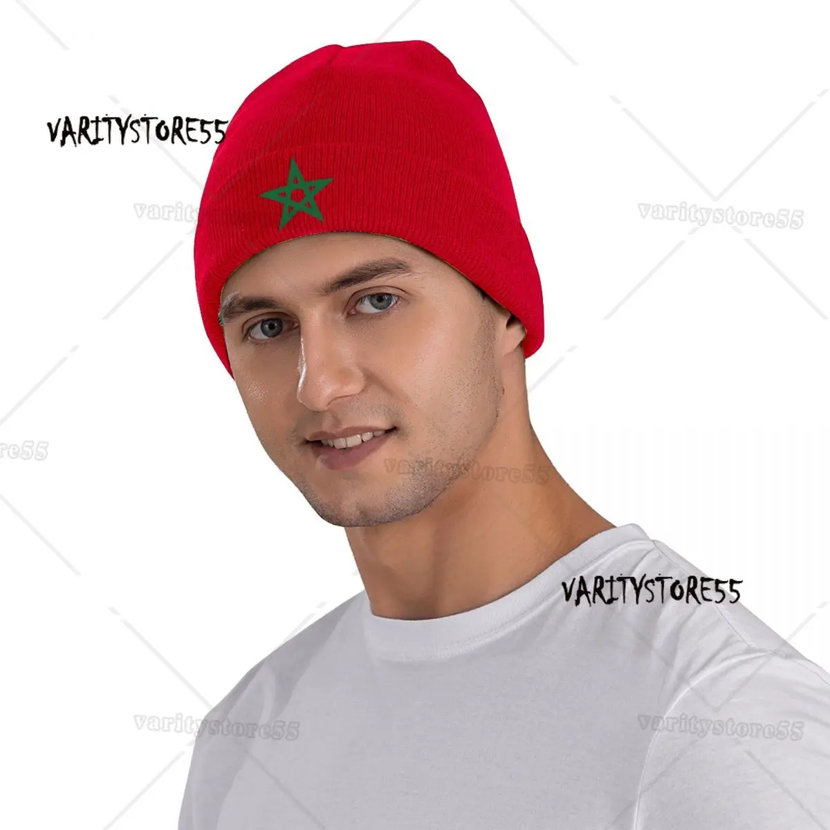 Custom Morocco Flag Beanie Cap Unisex Winter Warm Bonnet Femme Knitting Hat Outdoor Ski Moroccan Proud Skullies Beanies Caps