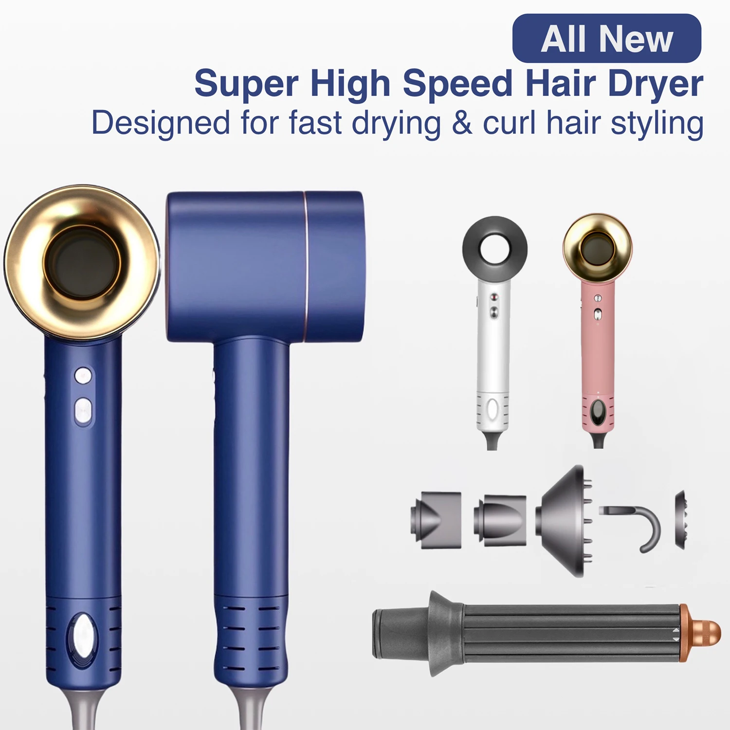 High Speed 5 in 1 Hair Dryer With Electric Curling Iron Hair Curler Dryers Nozzle Professional Styling Ions Hairdryer For Hair