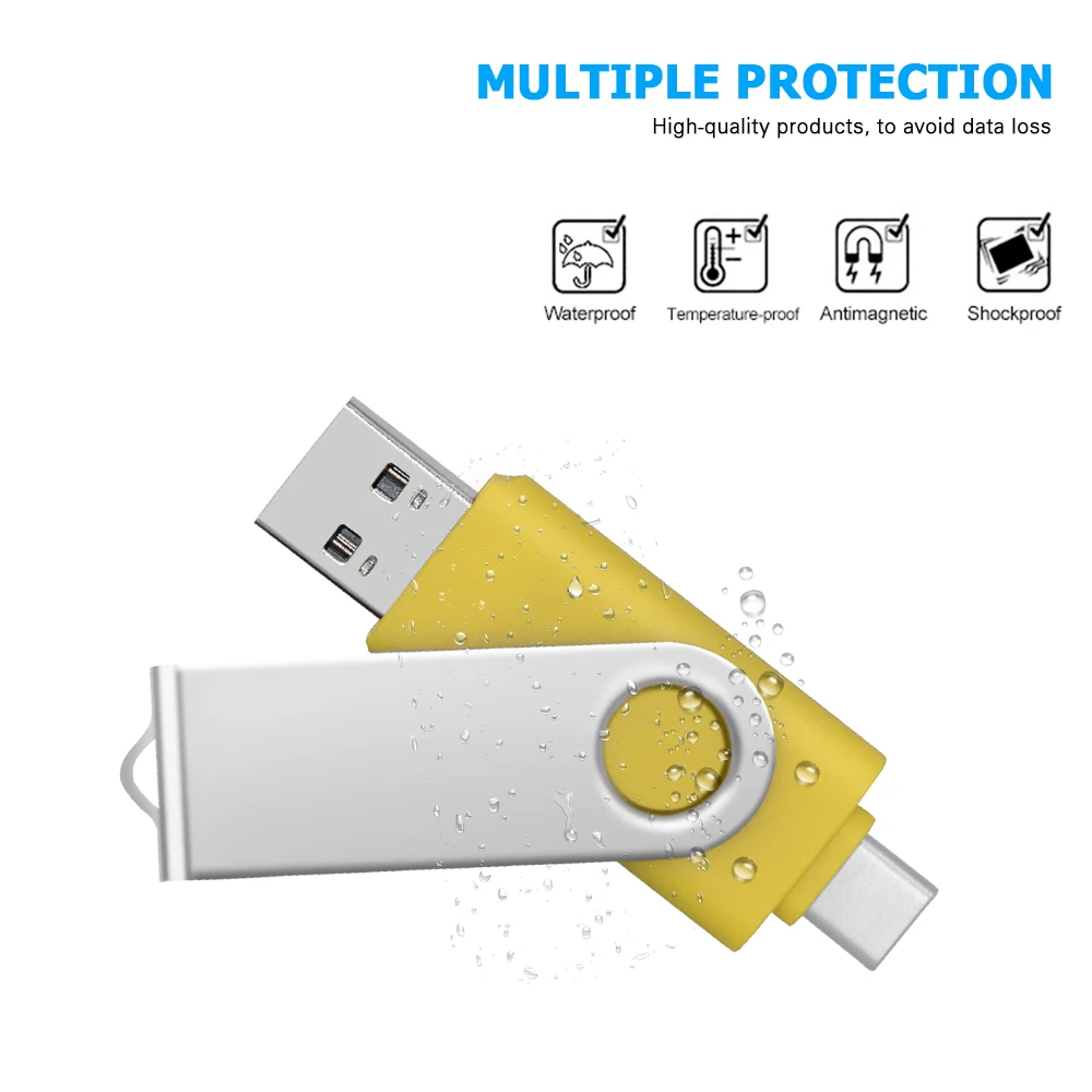 TYPE-C USB Stick Purple USB 2.0 Flash Drives 64GB OTG Key Chain Pen Drive High Speed Pendrive for Mobile Phone 32GB 16GB