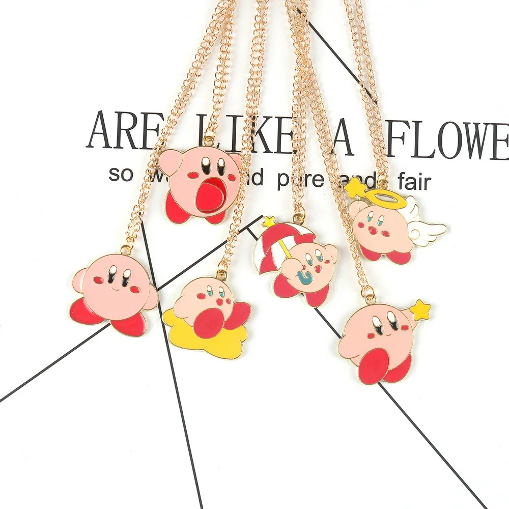 Anime Kirby Doll Alloy Chain Pendant Necklace Fashion Clavicle Chain Party Jewelry Accessories Girls Gift