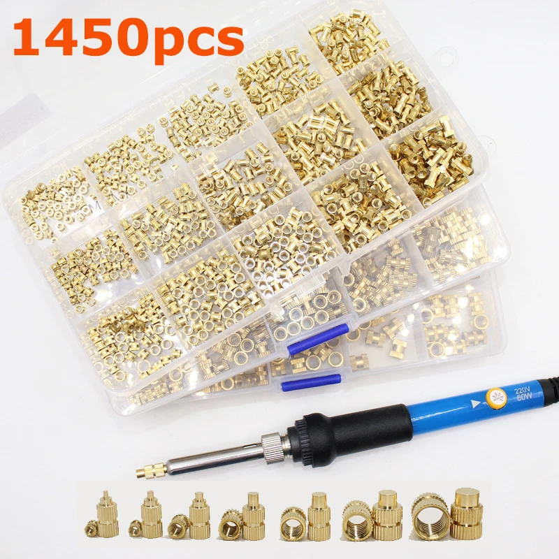 

All 1450 Brass Insert Nut Digital Display Electric Soldering Iron Adjustable Temperature Welding Thread Injection Nut Insert Kit