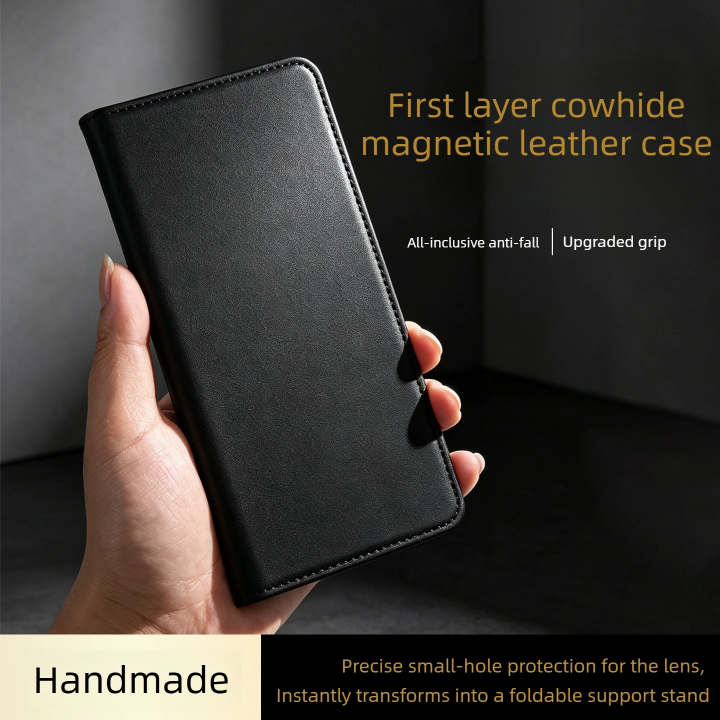Genuine Leather Magnetic Flip Case for OnePlus 16 15 15T 13 12 11Pro Fine Hole Lens&Kickstand Full Coverage Protection Case 16