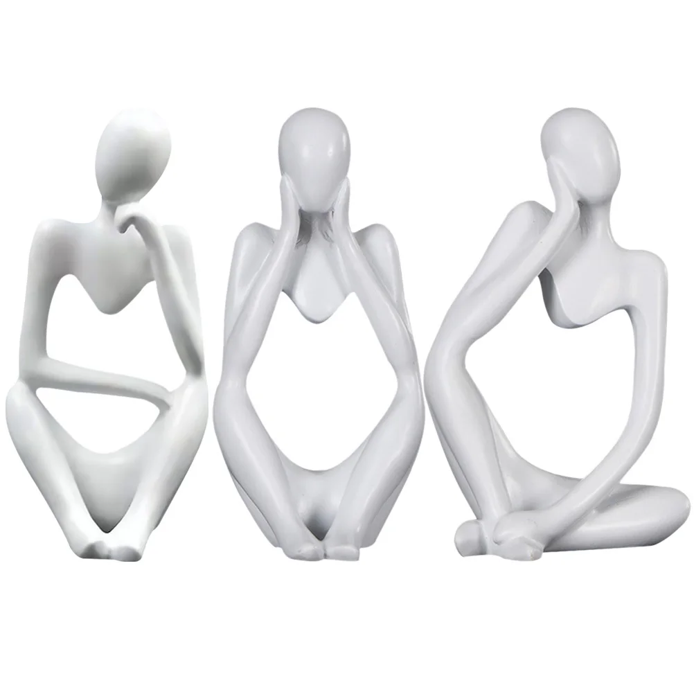 

3Pcs Thinker Statue Abstract Decor Modern Home Office Desk Bookshelf Embellishment Artistic Gift for Christmas Wedding