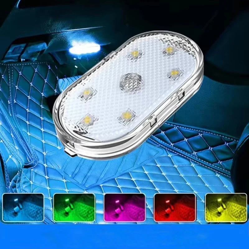 

1-4Pcs USB Charging LED Touch Light Mini Wireless Car Interior Lighting Auto Roof Ceiling Reading Lamp For Trunk Storage Box