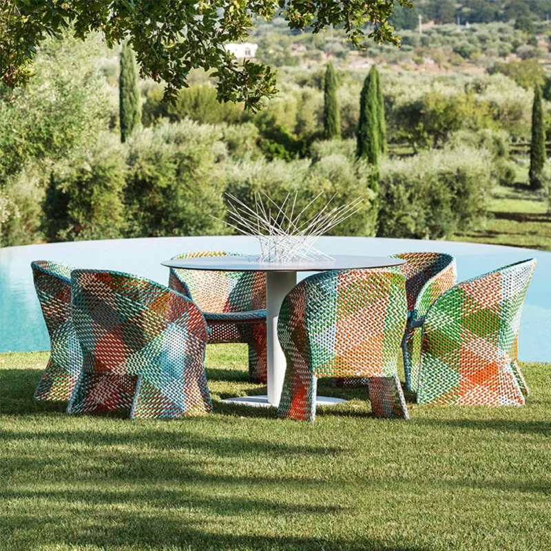 internet-famous coffee table three-piece set, single leisure furniture, sofa, outdoor courtyard rattan woven chair
