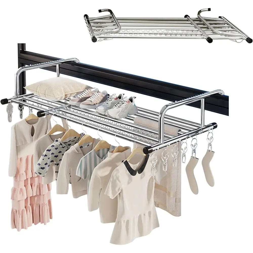 

Регулируемая сушилка для одежды из нержавеющей стали, 16 положений, подходит для внутреннего и наружного использования, выдвижная сушилка на балконе 57–100 см.