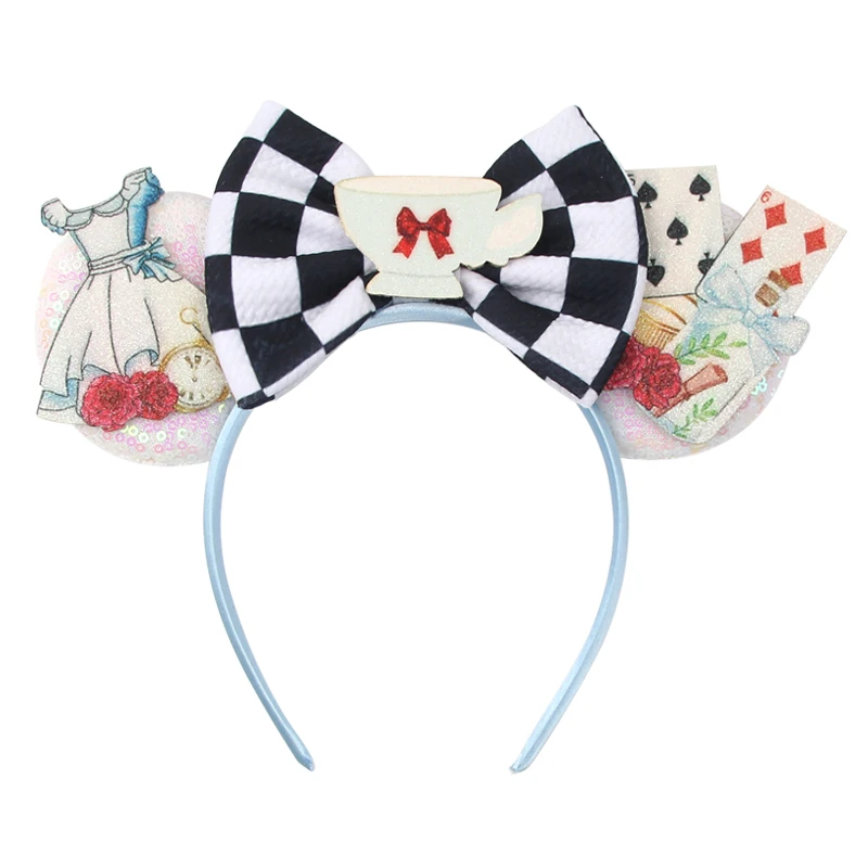 2026 Neuer Stil Mickey Minnie Ohren-Haarband mit Pailletten-Schleifen für Mädchen, Erwachsene und Kinder, Halloween-Party Cosplay Haaraccessoires, Prinzessinnen-Haarband
