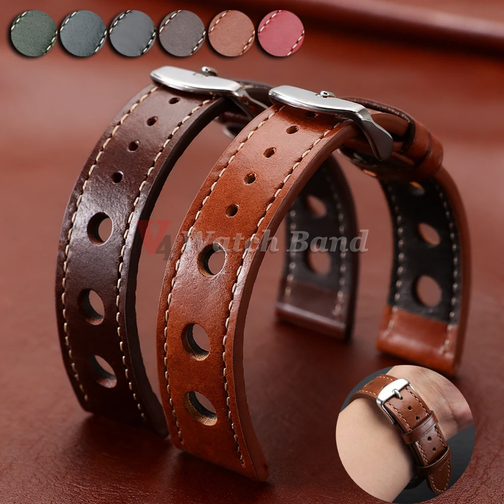 Rindsleder-Uhrenarmband 20mm 22mm Retro Braun Uhrenband für Herren und Damen Vollnarbenleder-Armbänder Universelles Uhrenband-Zubehör