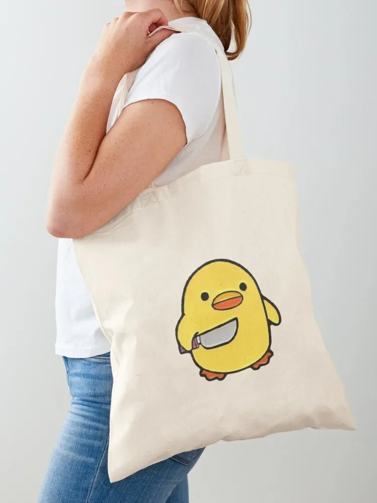 Cute Duck With Knife Duckling Meme Tote Bag Custom bag Shopper Beach bag