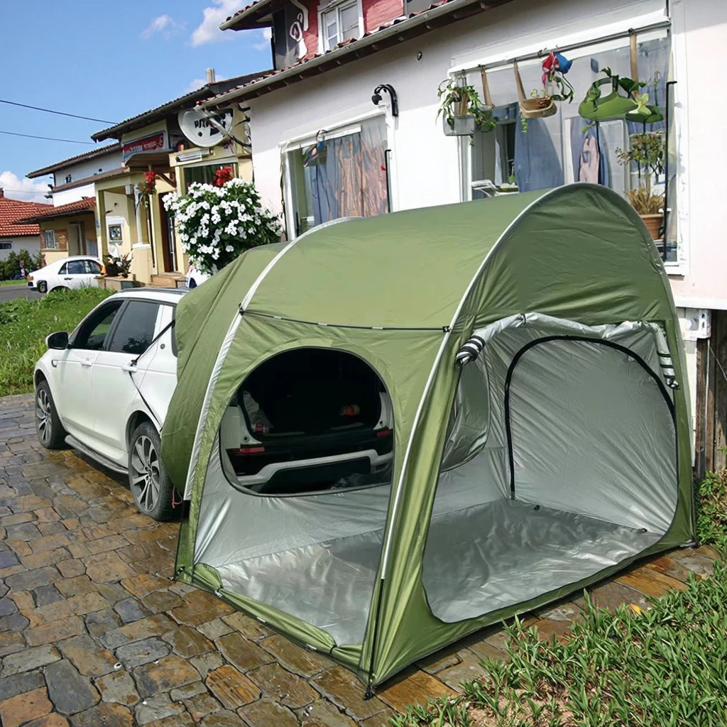 Kundenspezifisches automatisches Zelt für den Außenbereich für Fahrrad, Motorrad, Auto, hinterer Sonnen- und Regenschutz, schnelle Öffnung, Platzaufbewahrung, Markise