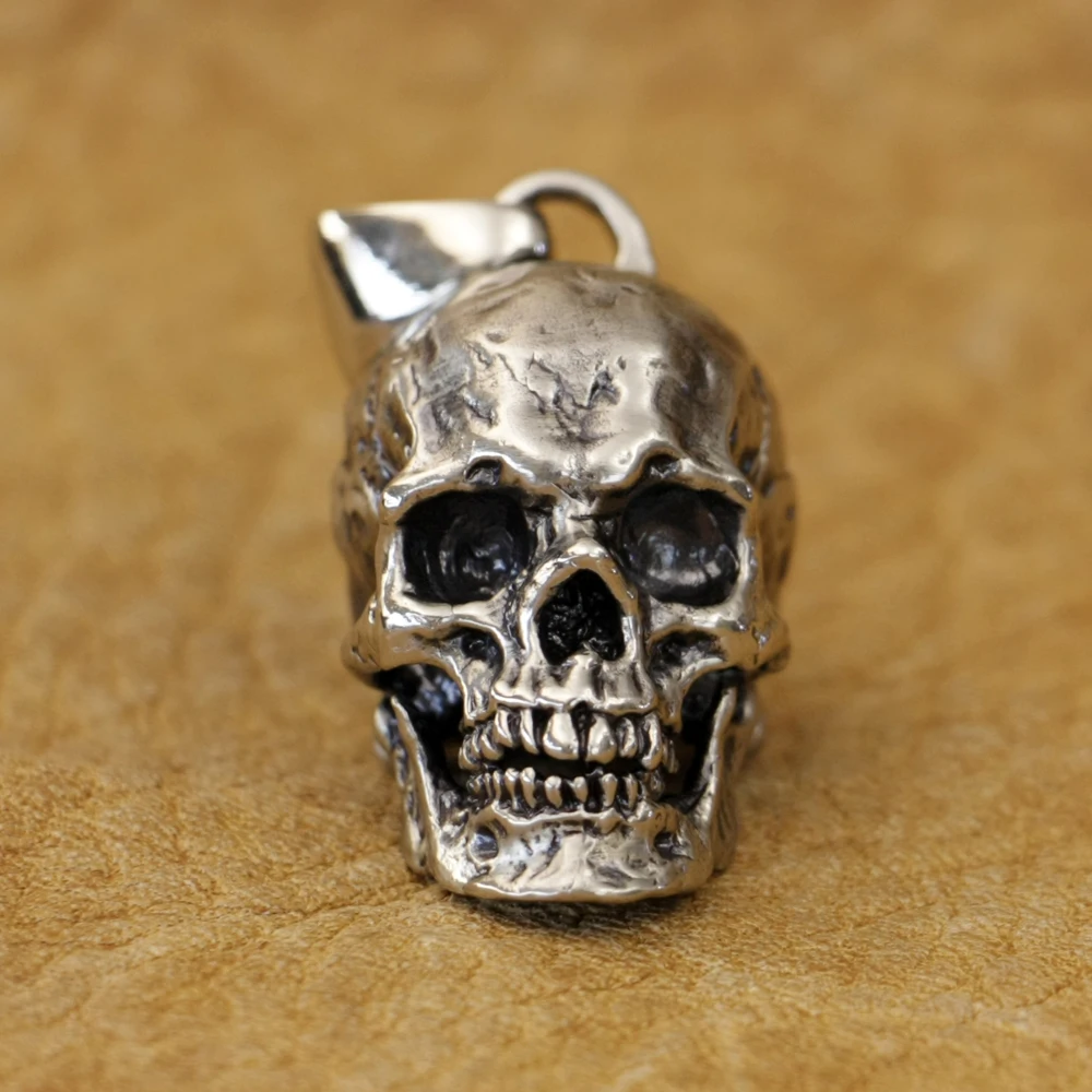 Huge Cupronickel Details Skull Pendant Biker Punk Jewelry CP177