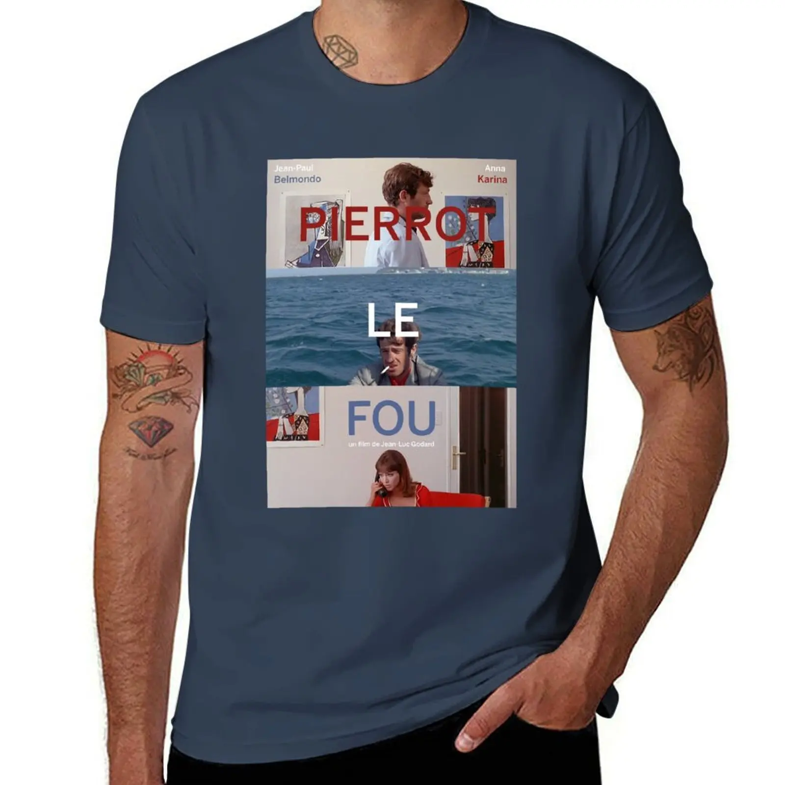 

Pierrot Le Fou Pierrot the Fool - 1960s French New Wave Film T-Shirt Stretch Fabric Comfort T-Shirt
