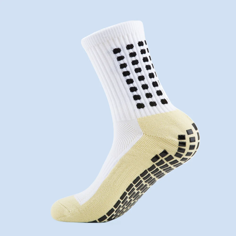 Calcetines de fútbol antideslizantes para hombre y mujer, medias de alta calidad, color blanco y negro, para deportes al aire libre, fútbol y Yoga, 3 pares