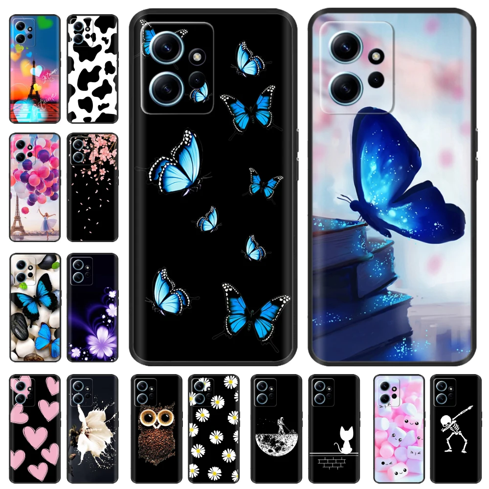 

For Xiaomi Redmi Note 12 4G Case New Fashion Cartoon Butterfly Fundas Soft Back Cover For Xiomi Redmi Note 12 4G 2023 Cover Capa