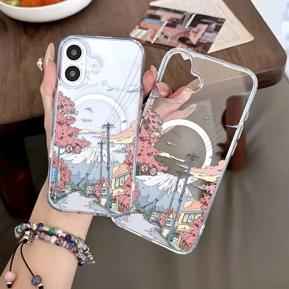 Fuji Cherry Blossom Pattern Phone Case For IPhone 18 17 16 15 14 13 12 11 Pro Xs Max Plus Air Mini XR X 17e 16e Magsafe Cover view 3