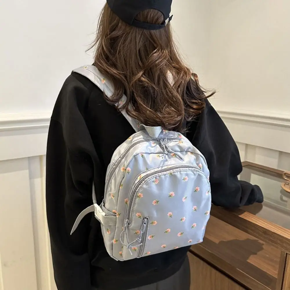 Casual estilo coreano feminino floral mochila grande capacidade tamanho pequeno saco de escola fechamento com zíper saco de viagem meninas adolescentes