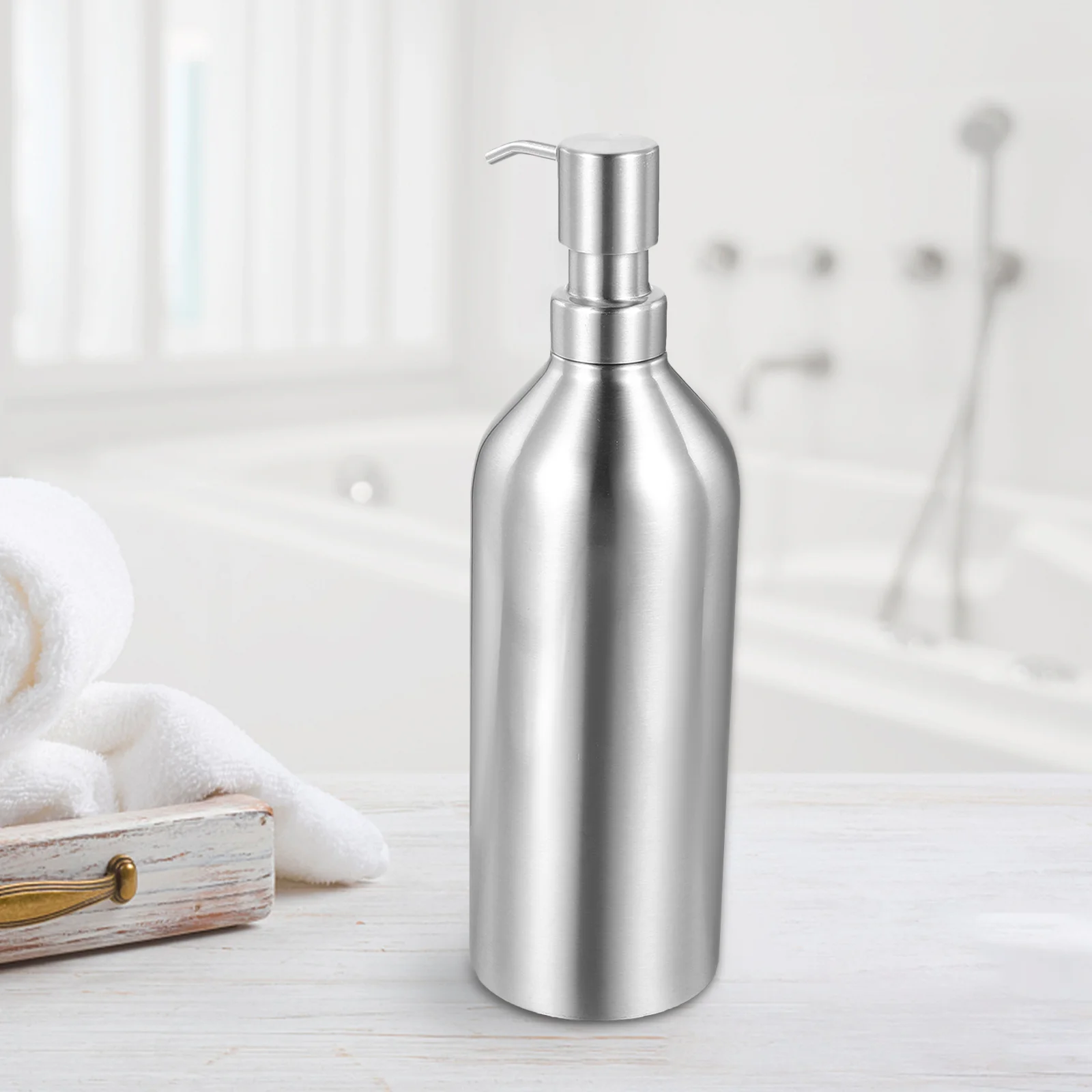 

1pcs Stainless Steel Soap Dispenser Refillable Pump Bottle For Hand Shampoo Shower Gel Liquid Container Bathroom