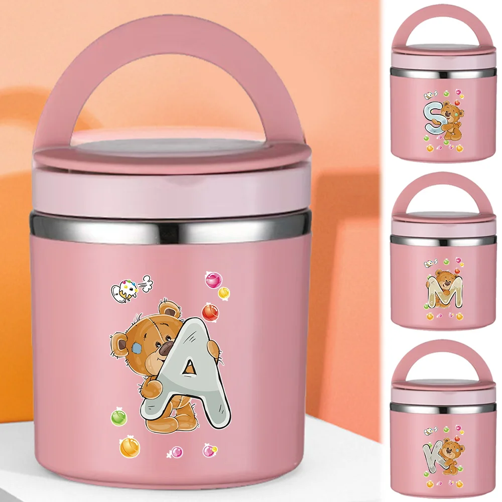 

Thermal Jar Insulated Soup Cup Small Children Worker Lunch Box Portable Camping Picnic bear Letter Series Simple Bento Lunch Box