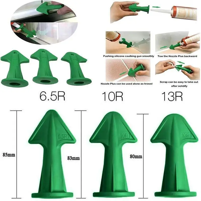 3pcs Home Improvement Set Grout Tool Multi-functional Sealant Nozzle Scraper Floor Caulking Tools Silicone Sealant Nozzles Kit
