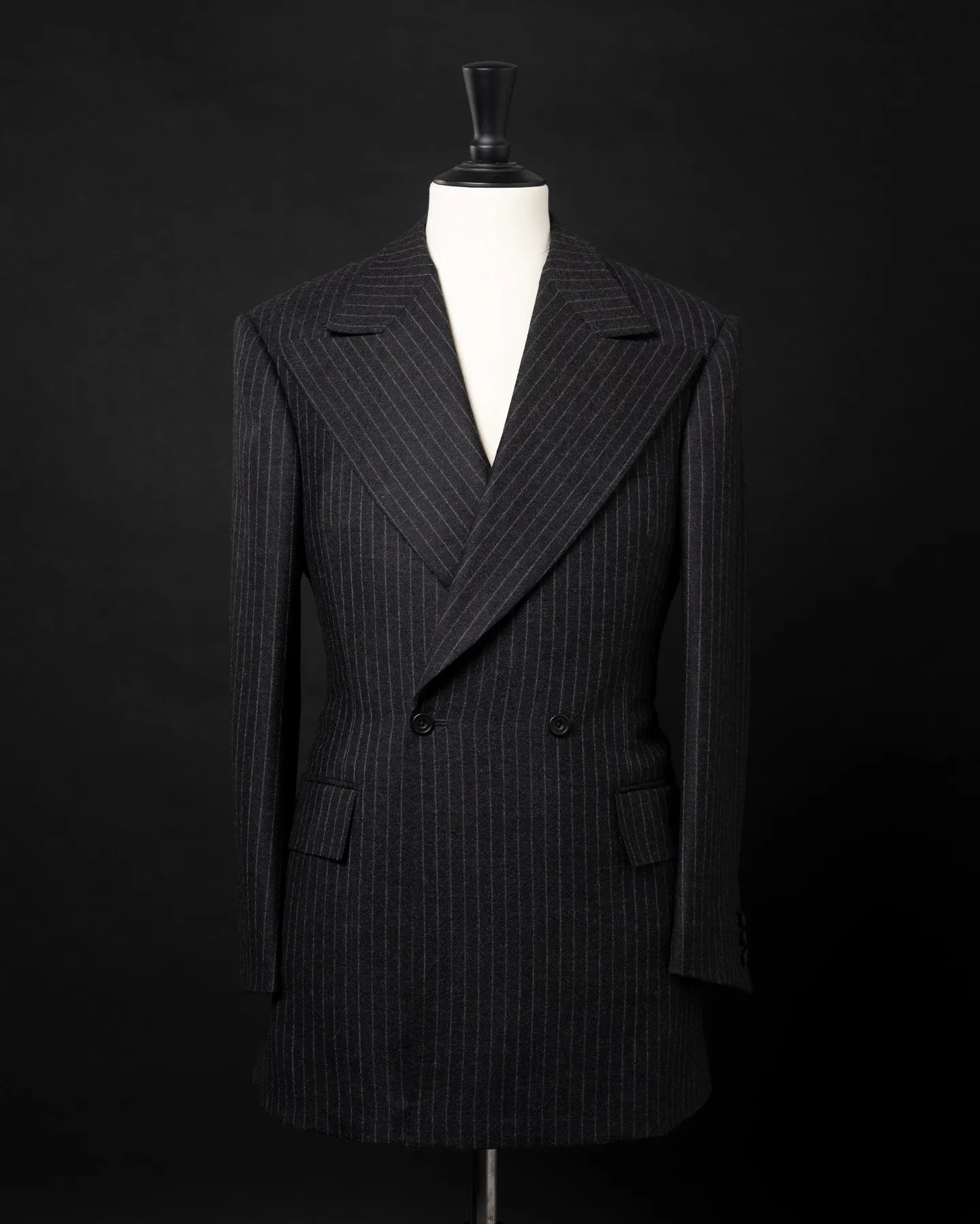 Pinstriped Wedding Coat For Men Peaked Lapel Double Breasted Groom Wear Slim Fit Tuxedos Evening Party Only Jacket Custom Made
