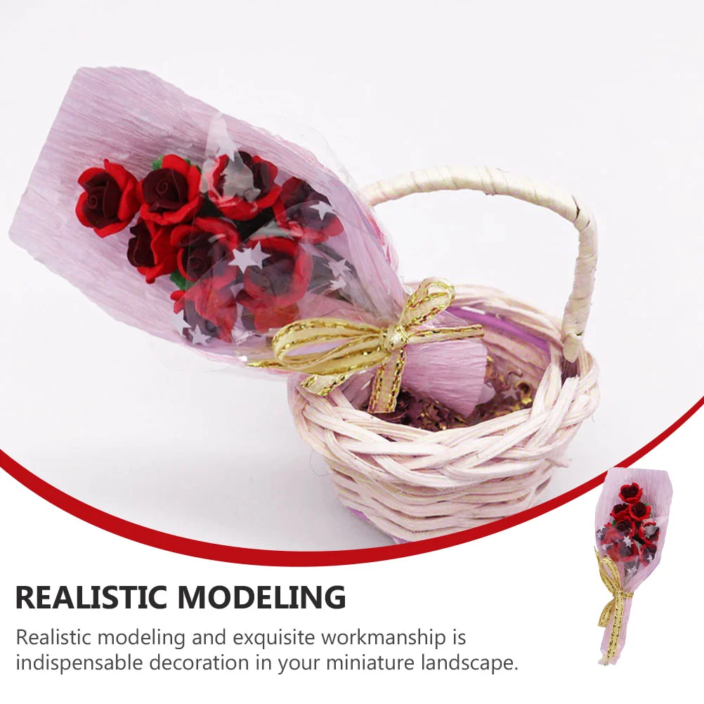 Mini House Decoration Realistic Resin Bouquets Holding Flowers Exquisite Craftsmanship Miniature Landscape Graduation