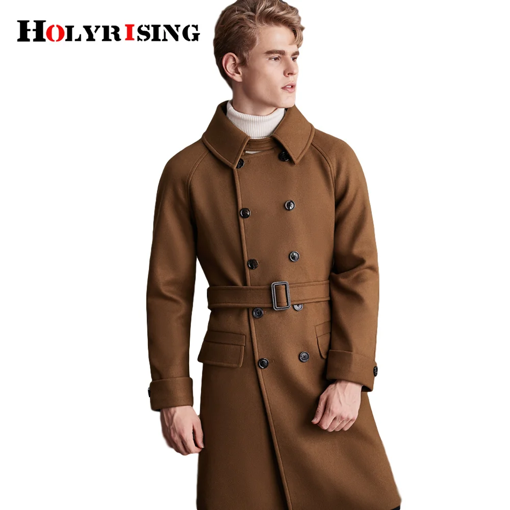 Holyrising Men wool coat Over-the-knee en long 2024 winter new M-6XL size luxury extra-long for men 3 color