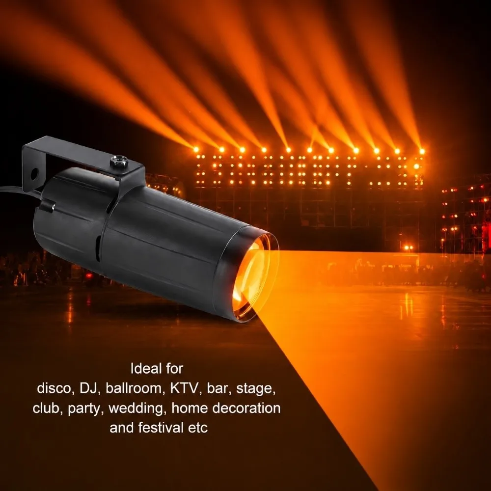 Compact 3W LED Beam Spotlight US Plug 110V Yellow Light Mini Spot Light Black Shell Beam Track Lighting DJ Events