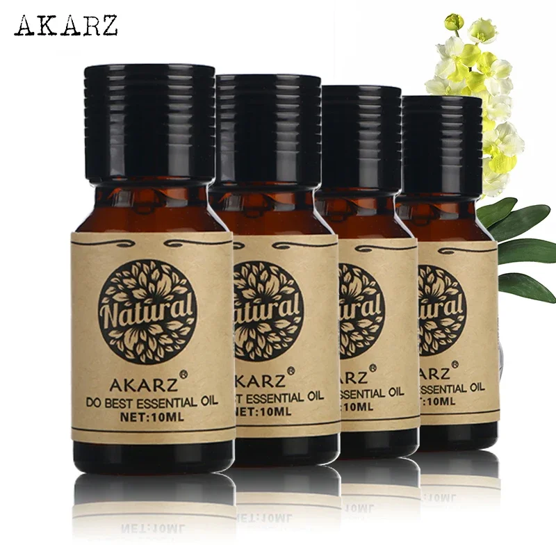 

AKARZ Aromatherapy Essential Oil Set - Experience the Benefits of Helichrysum, Black Currant, White Camphor, Frangipani - 10ml*4