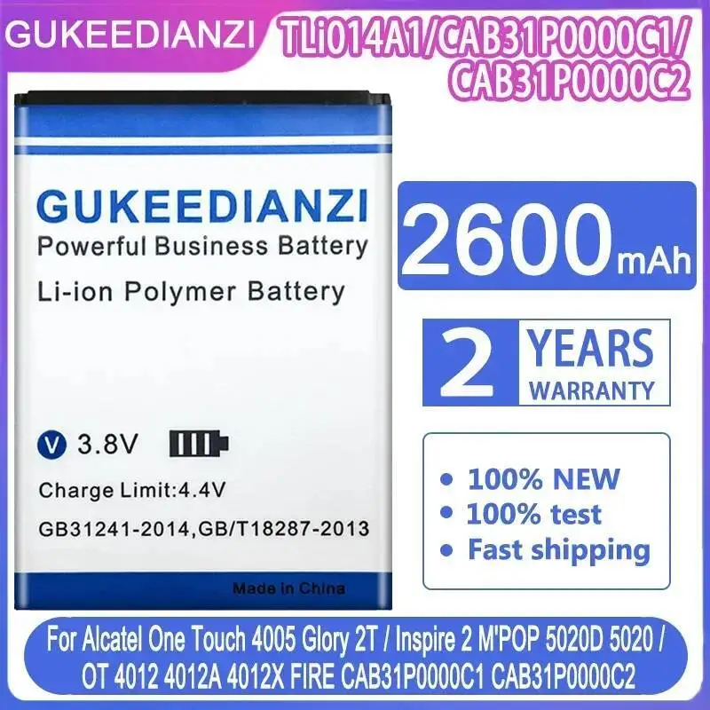 

Аккумулятор для Alcatel One Touch 4005 Glory 2T Inspire 2 M'pop 5020D 5020 OT 4012 4012A 4012X Tli014a1 CAB31P0000C1 CAB31P0000C2