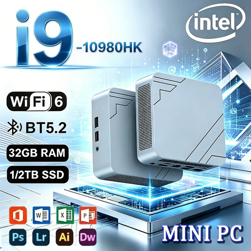 High‑Performance Portable Mini PC Intel Core i9 10980HK 32GB RAM 1TB 2TB SSD WIFI6 BT5.2 4K 60Hz HD Gaming Office Study PC