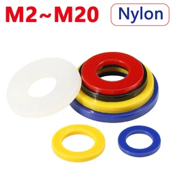 M2-M20 Colorful Nylon Gasket Plastic Washer Red Yellow Blue White Black Insulating Round Flat Spacer M2 M2.5 M3 M4 M5 M6 M8-M20